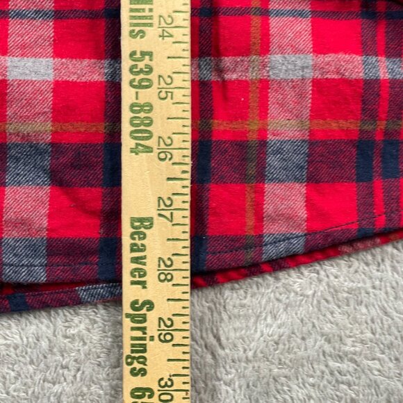 Eddie‎ Bauer XXL Flannel Shirt Red Blue Plaid Long Sleeve Button Down Men's - Picture 5 of 11